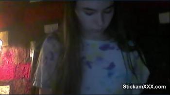 Lara Stickam masturbates a huge dick