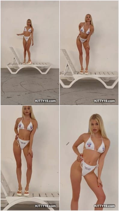 Alla Bruletova in mini bikini posing and her wet panties smell good. Yeah, incredible small blonde girl!