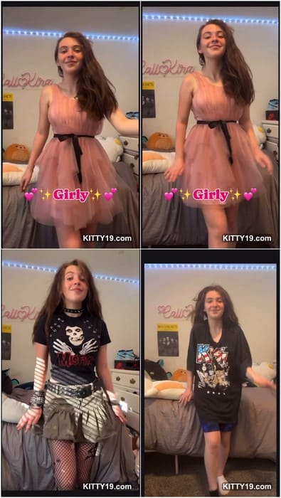 Cali Kira instagram star and tiktok girl dancing in her bedroom in mini skirt. Sexy young model, download it video for free today.