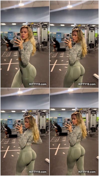 Catlin Hill model with big ass and beauty face. Incredible babe showing her ass in tight pants after gym.