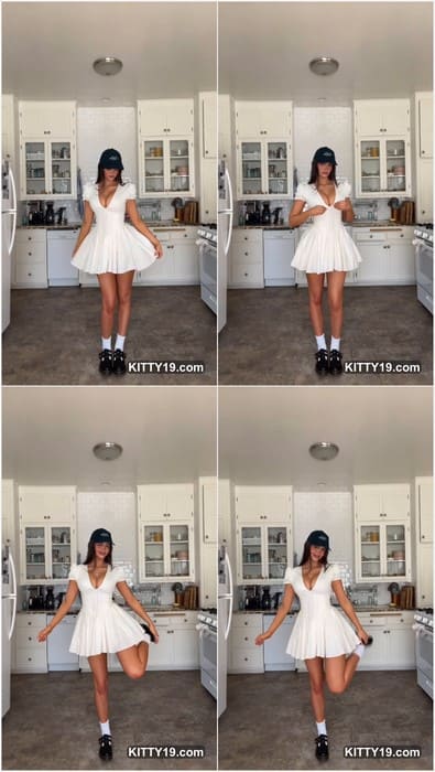 Ella Cervetto topless posing in hot white small dress. Her tits ready for fucking and ridding on your big cock now!