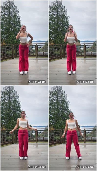 Pejaanne leak tiktok video with dancing on the street. Sexy and beauty dance model in hot tight pants posing for fans.