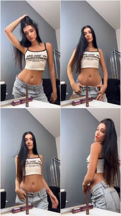Alina Enero nsfw leak video from home and her bedroom. Hot model from Russian posing for fans and showing tits in wet t-short!