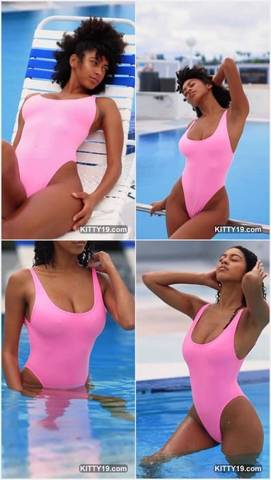 Briana Smith model with big natural tits posing in bikini. Sexy black instagram star with tits posing and waiting you.