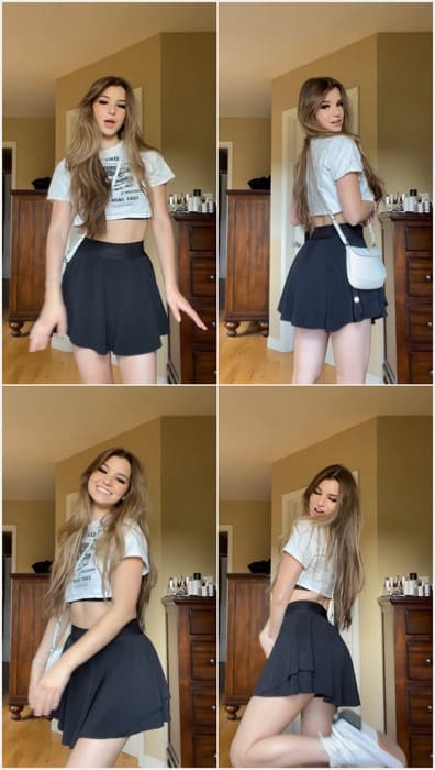 Brooke Monk leak video with shork skirt and sexy pussy in panties. Her panties very dirty today after hot sex with her bf.