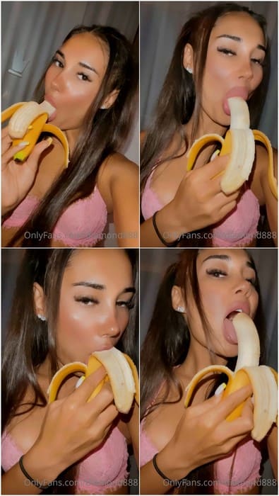 Ariana Paul blowjob cock and ball lover. Now she sucking banana but very need real cock inside her slut mouth.