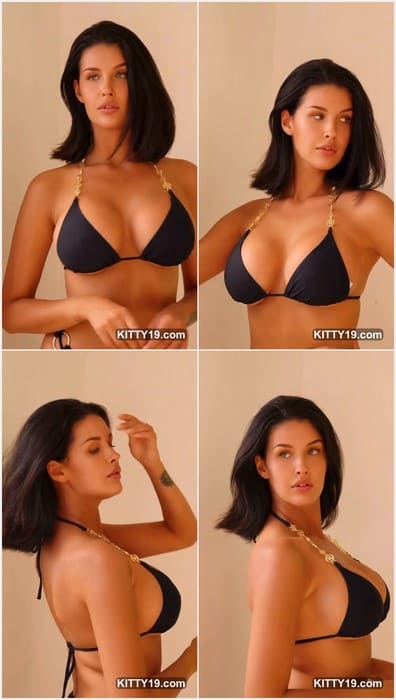 Liza Makhu topless girl in sexy black bra and waiting touching her tits with your cock and hand. Download it and fuck her.