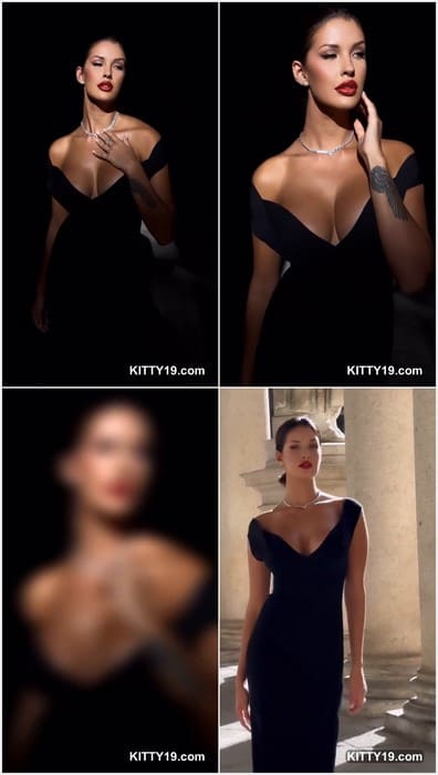 Liza Makhu sexy dress posing with hard and big tits. Beauty babe waiting your for sex with cumshot on boobs. Wow!