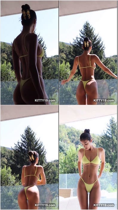 Luna Piombanti topless posing for fans from Dubai. Her pretty pussy in yellow bikini so wet and clean now. May be you need lick lips?