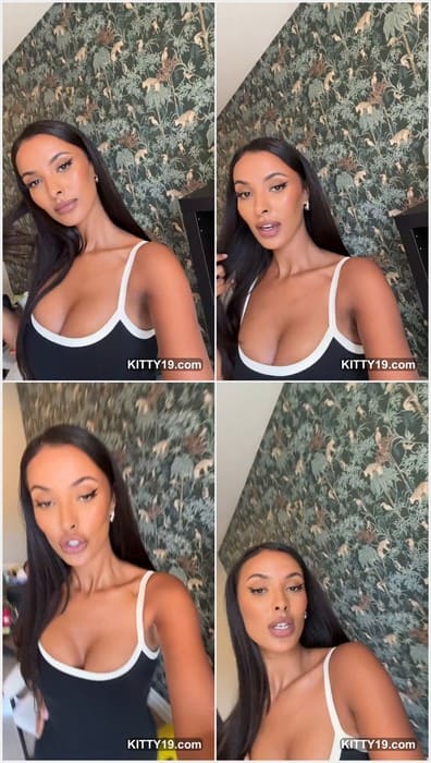 Maya Jama tits in tight t-short without bra! She is really hot and beauty model with big lips for suck your dick.
