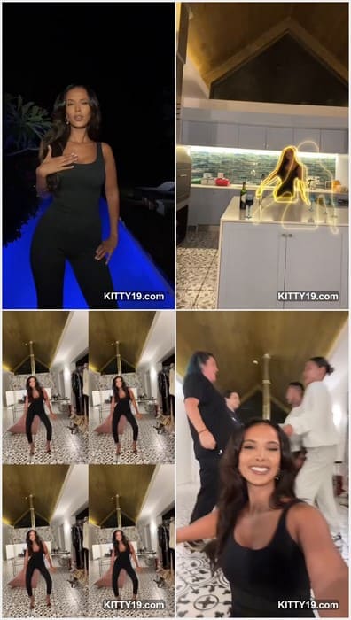 Maya Jama bikini lover brunette star with hot boobs in tight black dress! She is really perfect girl and she need cumshot from you.