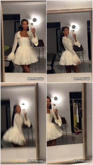 Maya Jama instagram model posing in sexy dress without panties. Her pussy naked now! Incredible girl with hot face and tits.