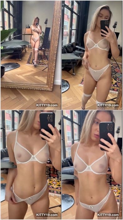 Polina Azarova model in sexy bra and white panties. Blonde girl with hot body! Download it now.