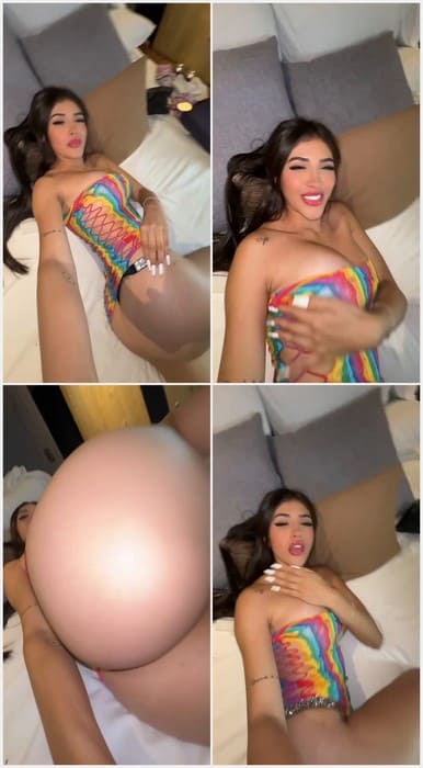 Gabriela Garcia leaks vids in a colorful strapless bodysuit, she playfully teases the camera, radiating bold confidence and flirty charisma.
