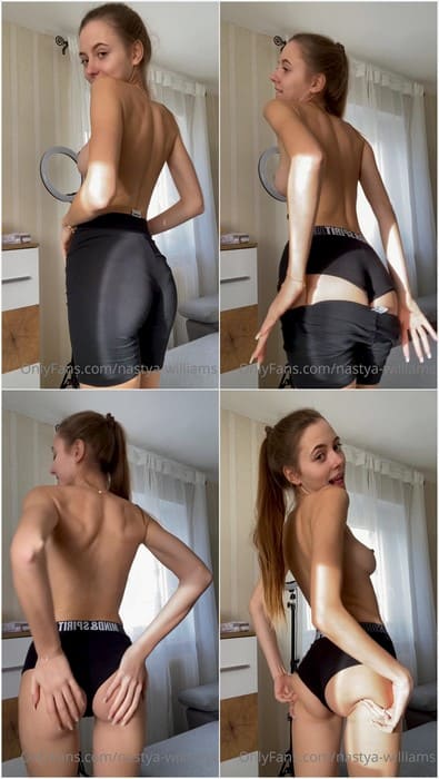 Nastya Williams leaked video without bra and panties. Only wet pants and juicy pussy! Download it full leaked video.