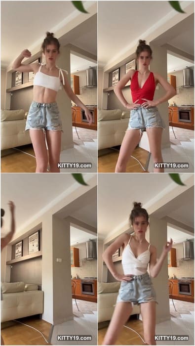 Sexy Mira Szalma onlyfans star and just American influencer posing in short pants without panties. lol, she is funny.
