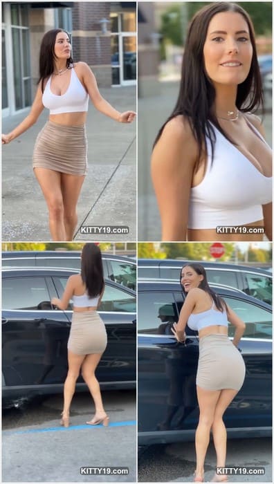 Erin Olash model walking in mini skirt without panties. Amazing beauty model and instagram star on leaked video from her private page.