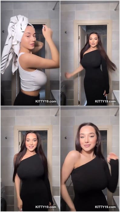 Gasanova Olya hot sexy brunette girl showing her absolutly natural big tits for fans on leaked video from her onlyfans.