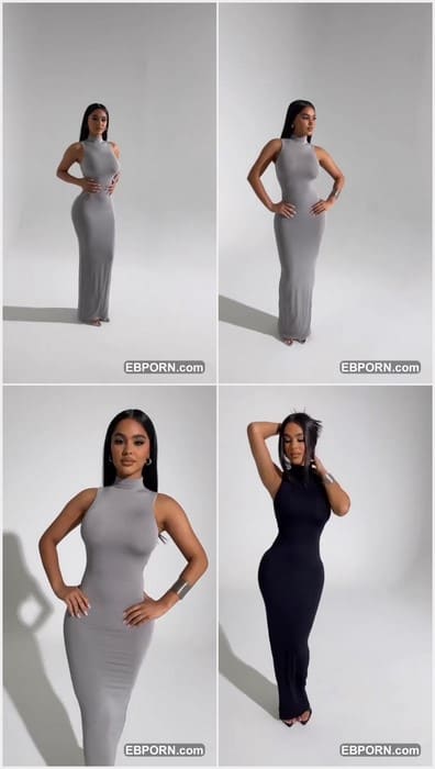 Amaya Colon hot instagra model with amazing tits and sexy pussy in tight grey dress. Amaya stay her panties in hotel room after sex.