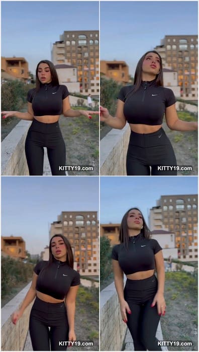 Meri Babayan booty in sexy black pants show her cameltoe pussy and natural big tits. Sexy lips girl from Erevan. Get it now.