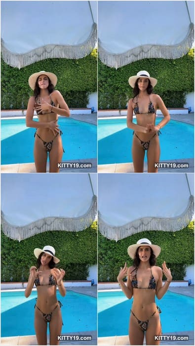 Renee Herbert topless posing on public pool and show her pussy lips with tight and wet bikini. Beauty and hot girl! WOW!