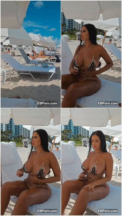 Tania Barbosa naked brunette pornstar posing on the beach in Dubai and waiting her fans for sex and recording on cam for OF!