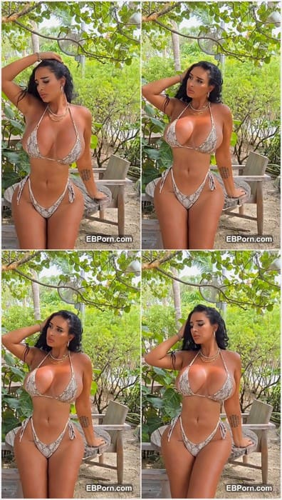 Tania Barbosa topless brunette slut with amazing tits in bikini posing. Hot brunette need ridding on dick and suck your balls.