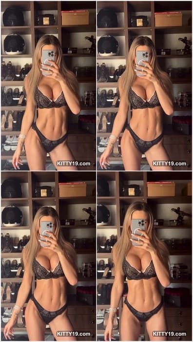 Wiktoriadolinska model posing in sexy black panties and bra. Beauty blonde girl and Instagram star waiting only your money and dick.