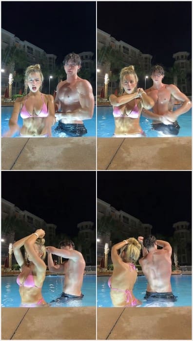 Sadie Mckenna bikini posing with her boyfriend after hard and wet sex in the pool. Sexy couple and popular model! Download now for free.
