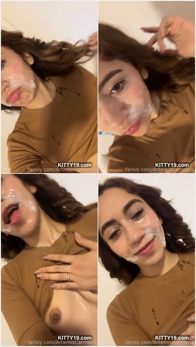 Artemis Carmona facial lover babe with adorable slut mouth and dirty lips on leaked video! After deep mouth fuck Artemis need anal sex.