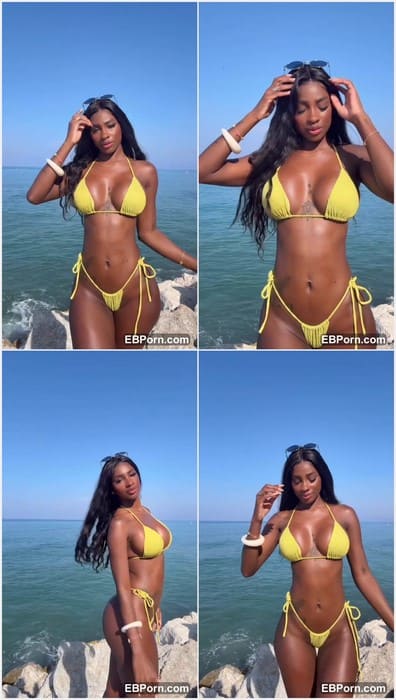 Barbiegomez_latina nude and hot black woman with amazing fitness body and hot tits in bikini posing in Monaco for clients.