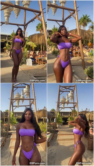 Barbielatina22 onlyfans black slut posing in pink bikini and waiting her boyfriend or rich guy for fucking in asshole! Enjoy