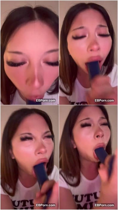 Bbyanni blowjob lover girl fucks her mouth by dildo and better sextoy. She cry when her dildo fucks so deep mouth! WOW!
