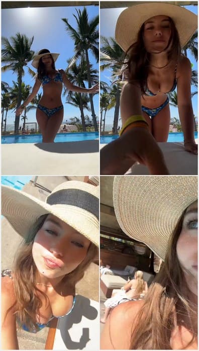 Caitlin Carmichael xxx leak video with her adorable tits in bra. Beauty and cute model with wet pussy after pool. Incredible model from USA
