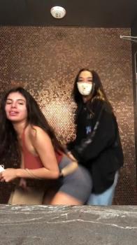 Christmas panties, glass dildo and Omegle porn pussy play